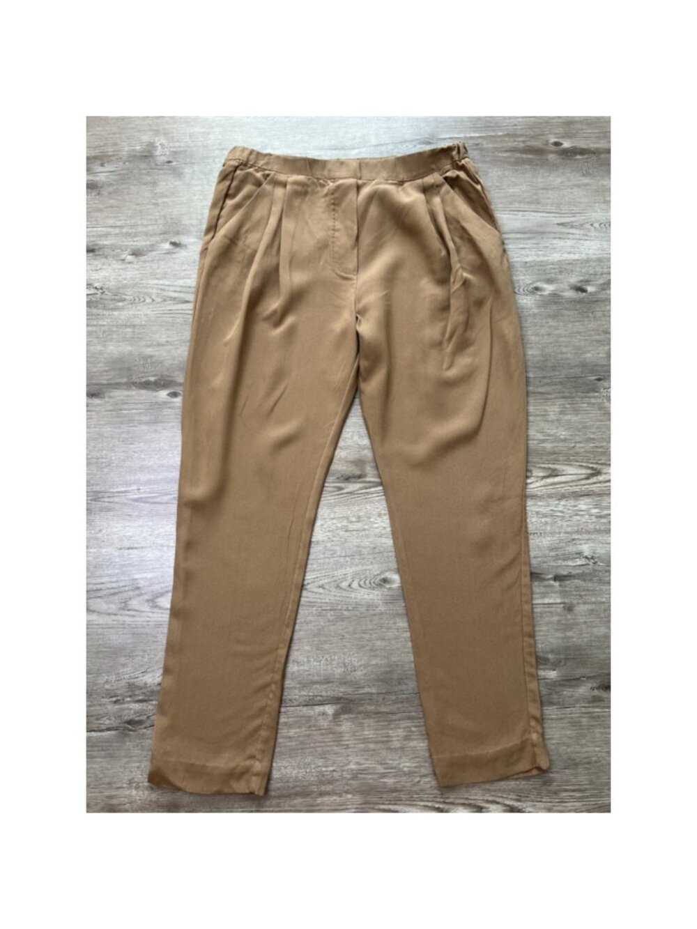 3.1 Phillip Lim Silk Pleated Trouser Womens 6 Camel Tan Tapered Ankle Dress Pant